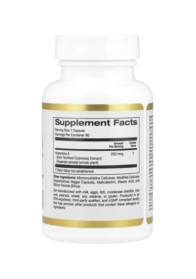 California Gold Nutrition, Huperzine A, 250 Mcg, 90 Veggie Capsules Aromasız