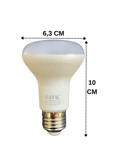4 Adet Şavk 8w 54w Sarı Işık 3000k E27 Duylu Kalın Duy Led R63 Ampul