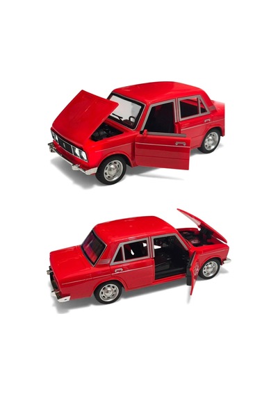 Lada Vaz 2107 Metal Diecast Model Araba 1:24 Ölçek 18cm Sesli Işıklı Çek Bırak Kırmızı Çok Renkli