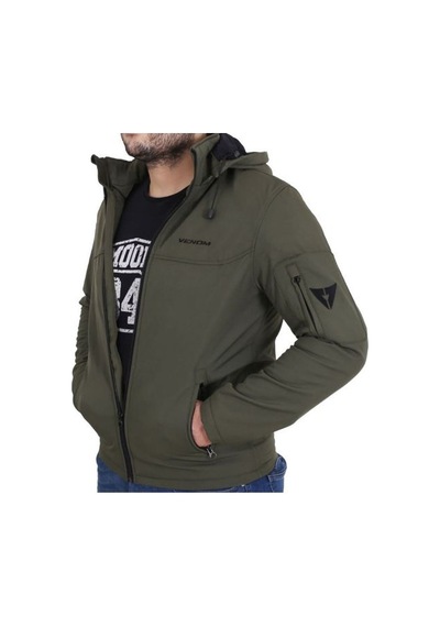 Venom Jaws Soft Shell Erkek Haki-yeşil Motosiklet Montu Tam Koruma