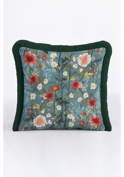 Çiçek Bahar Floral Saçaklı Yastık Kılıfı - Botanik Bohem Mavi Yeşil Siyah Püsküllü Kırlent Kılıfı Sessiz Kanyon Ritüel Çiçek Bahar Floral Saçaklı Yastık Kılıfı - Botanik Bohem Mavi Yeşil Siyah Püsküllü Kırlent Kılıfı Sessiz Kanyon Ritüel