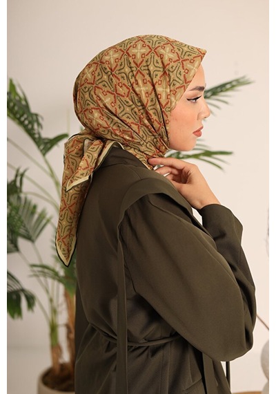 Silk Home Pusula Desen Soft Pamuk Eşarp Saman Sarısı