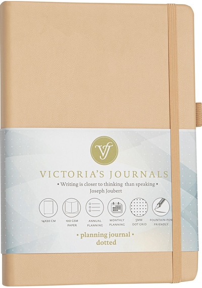 Venzi Sert Kapaklı Lastikli Tarihsiz Kalın Yapraklı Noktalı Defter 14x20 Cm Gümüş