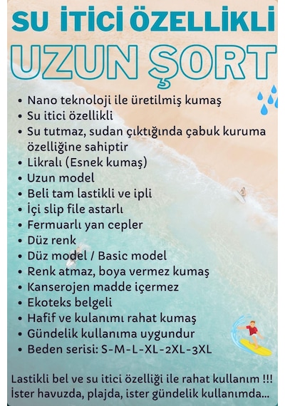 Miami Beach İndigo Uzun Düz Basic Model Su İtici Özellikli Esnek Kumaş Erkek Plaj Deniz Şort Mayo // 2205-indigo Miami Beach İndigo Uzun Düz Basic Model Su İtici Özellikli Esnek Kumaş Erkek Plaj Deniz Şort Mayo // 2205-indigo
