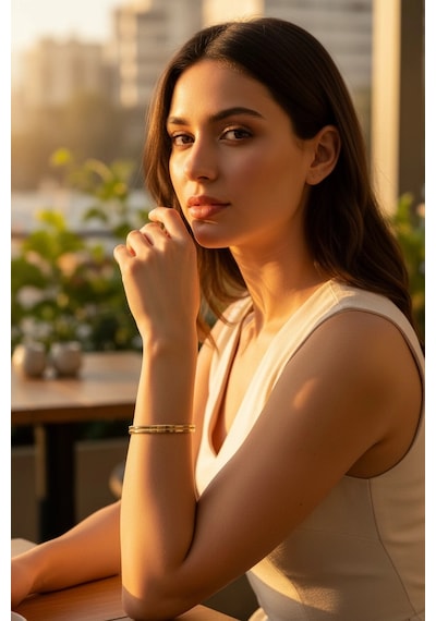 Altın İki Sıra Ajda Model Kelepçe Bilezik 39247773