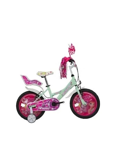 Bisan Rose Kız Çocuk Bisikleti 26cm V 16 Jant Mint Yeşil Pembe Çok Renkli