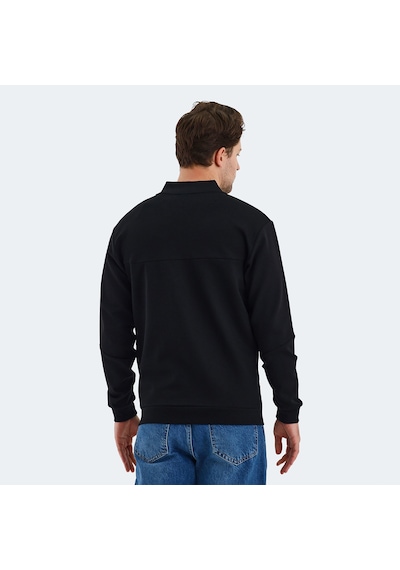 Slazenger VLAD Erkek Cepli Fermuarlı Siyah Sweatshirt