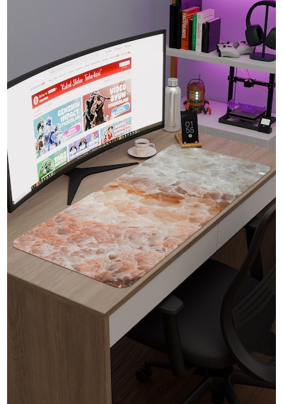 Renkli Mermer Kaymaz Dikişli Kauçuk Oyuncu Mousepad V2 - 90x40 Xxl Gaming Mouse Pad Fare Altlığı
