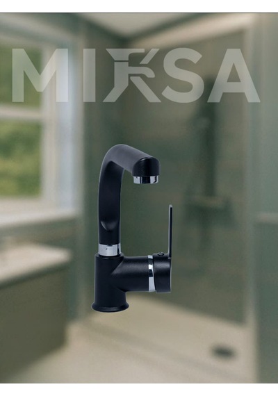 Siyah-krom Armut Balıksırtı Borulu Banyo Lavabo Bataryası Çeşmesi Musluğu Çift Su Girişli