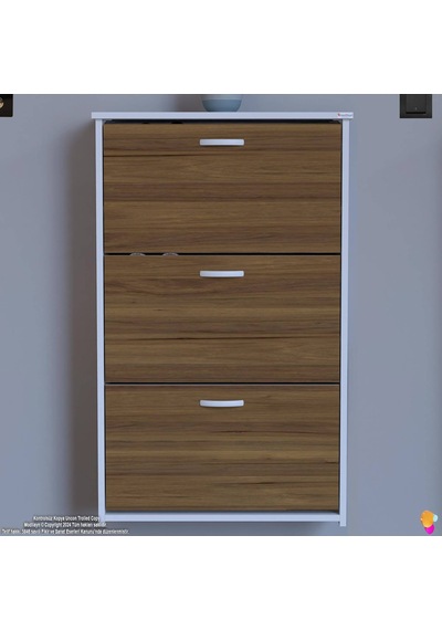 Modilayn West Asma Kapı Önü 72x116x26 Cm Lik 3 Düşer Kapak 6 Göz Bölmeli Ayakkabılık Ceviz - Beyaz Modilayn West Asma Kapı Önü 72x116x26 Cm Lik 3 Düşer Kapak 6 Göz Bölmeli Ayakkabılık Ceviz - Beyaz