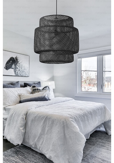 Bambu Siyah Avize 50 Cm- Bohem, İskandinav, Modern, Rattan, Sinnerlig, Aydınlatma Siyah