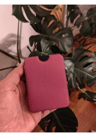 Prava Deri Suni Deri Basic Unisex Kredi Kartlık Pembe