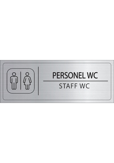 Mayeka Personel Wc İsimlik Gümüş Metal Kapı İsimliği Levhası Yönlendirme Tabelası