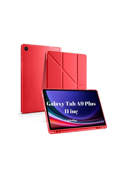 A9 11inç X210 X215 X216 İle Uyumlu Kılıf Kalem Bölmeli Trifolding Case Kırmızı Sku: Zeusb0dy6cfgjj Arka Kapak