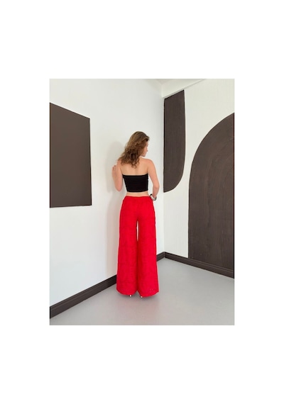 Verymoda Nakışlı Pantolon D2876 Kırmızı