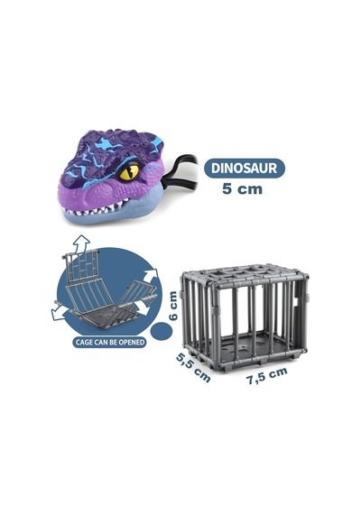 Kafeste T-rex Mini Dinozor Arabası Anahtarlık Oyuncak Çek Bırak Dinozor