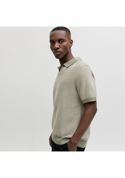Jack & Jones Erkek Regular Fit Split Yaka Triko Tisört - Heaston - 12294733 Tea Leaf
