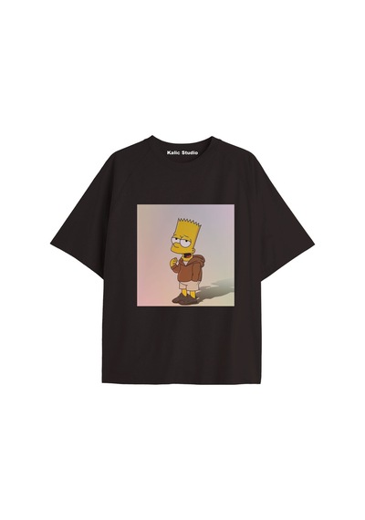 Kalic Studio Y2k Vintage Simpson Baskılı Siyah T-shirt Kod 297 Siyah-297