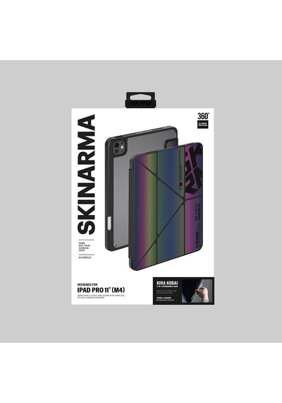 Apple Uyumlu iPad  Pro 11 2024 Kılıf Skinarma Holografik Tasarım Arkası Şeffaf Magnetik Kira Kobai Kılıf Colorful