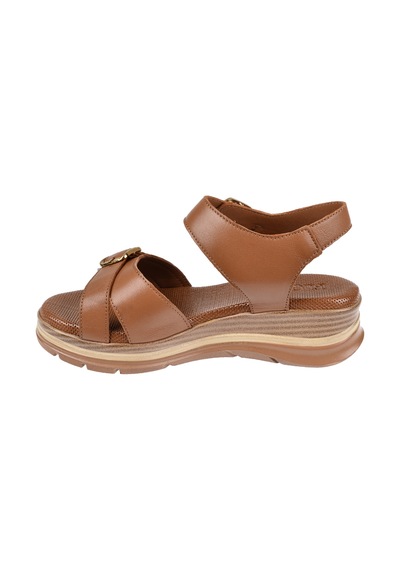 Floor Hakiki Deri Comfort Kadın Sandalet Mak-1906 Taba