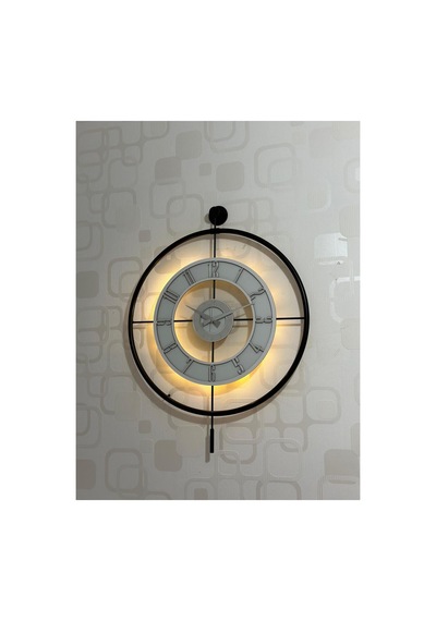 Pey Aksesuar Metal Camlı Duvar Saati 60x80 Cm Büyük Boy Işıklı Gerçek Cam Siyah-şeffaf-beyaz-gümüş M61-siyah-şeffaf-beyaz-gümüş
