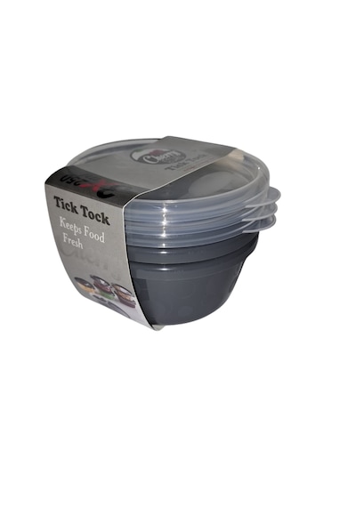 Tick Tock Hava Sızdırmaz Saklama Kabı Antrasit 3'lü Set 3 x 250 ML Antrasit