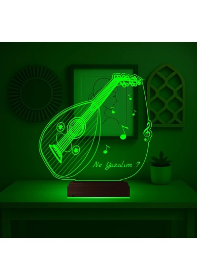Luvivia Ud Udi Müzik Nota Kişiye Özel 3d Lamba - Masa Gece Lambası