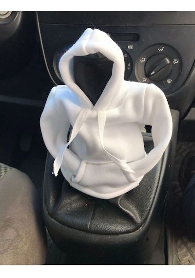 Vites Kılıfı Uyumlu Kapşonlu Sweatshirt Vitese Geçmeli Vites Topuzu Kılıfı Beyaz