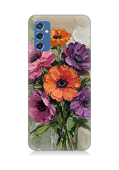 Samsung Galaxy M52 Uyumlu Renklerle Çiçek Demeti Baharı Desenli Silikon Kılıf Çok Renkli
