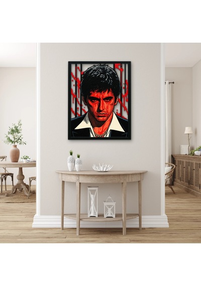 Kırmızı Gangster Portresi Metal Tablo 40x50 Cm Çok Renkli