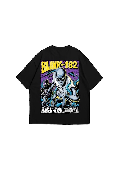 Flood Of Style Blink 182 Baskılı Oversize Unisex Siyah Çok Renkli