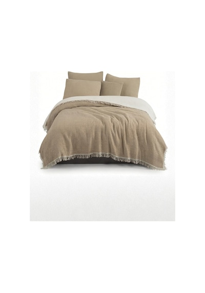 Natura Soft Ekru 4 Kat Müslin Çift Kişilik Yatak Örtüsü 220x230 Cm %100 Pamuk Çok Amaçlı Koltuk Örtüsü Ve Tv Battaniyesi Bej