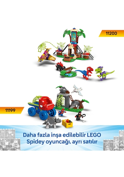 LEGO® Marvel Spidey ve İnanılmaz Arkadaşları Spin ve Electro Dinozor Aracı Takibi 11198 - 4 Yaş ve Üzeri Yaratıcı Oyuncak Seti (124 Parça)