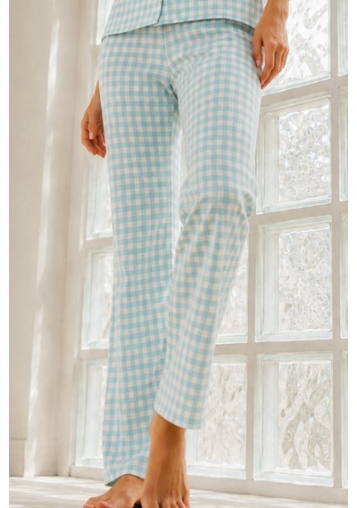Kadın Genç Loose İpliği Boyalı Su Yeşili Pijama Takımı