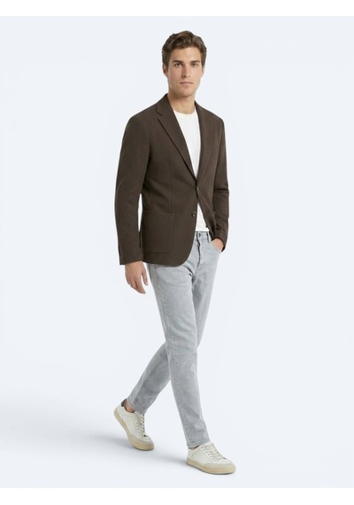 Kip Kahverengi Çizgili Comfort Fit Ceket