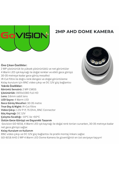 31 Li 2mp Full Color 3.6mm Lens 1080p Fullhd Warmled Ahd Dome Set
