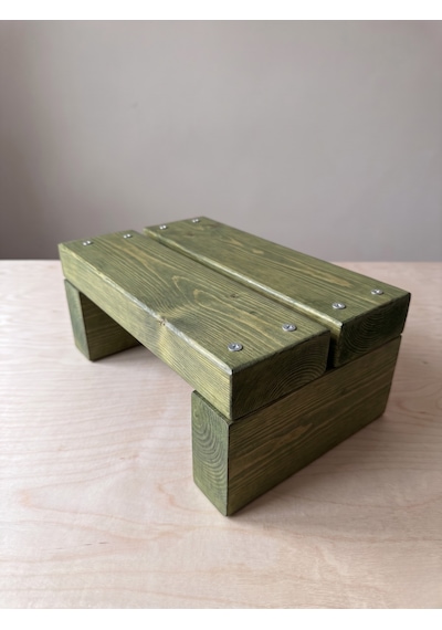Nest Woodtr Doğal Ahşap Tek Katlı Basamak Tabure Yükseltici 30x25x15cm 1adet Yeşil