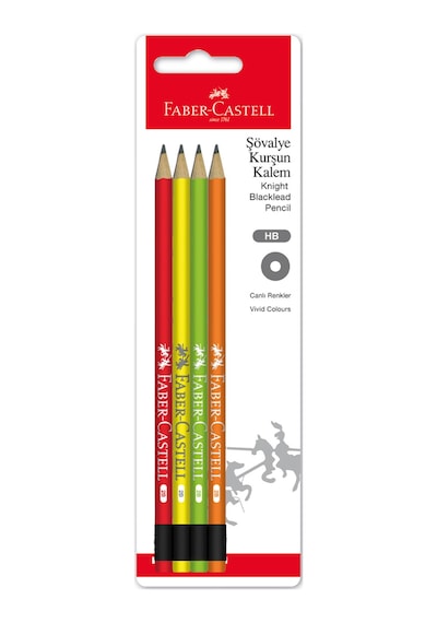 Faber Castell Şövalye Kurşun Kalem Canlı Renkler 4'lü