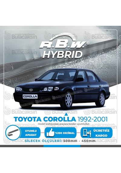Toyota Corolla Uyumlu Ön Silecek Takımı (1992-2001) RBW Hibrit