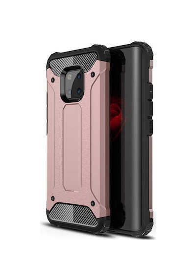 Noktaks - Huawei Uyumlu Huawei Mate 20 Pro - Kılıf Çift Katman Zırh Tank Crash Military Kapak - Rose Gold