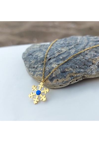 Vaoov 925 Ayar Gümüş Opal Taşlı Gold Kar Tanesi Kolye