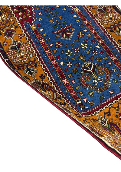 El Dokuma Sıfır Büyük Yahyalı Namazlık 84x160 Kök Boya %100 Yün Seccade Lacivert