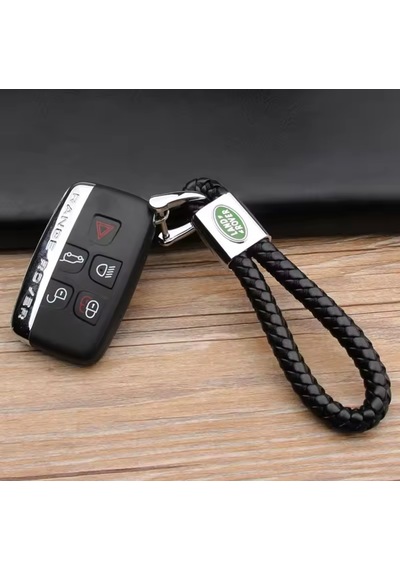 Land Rover İle Uyumlu Siyah Deri Örgülü Anahtarlık Discovery
