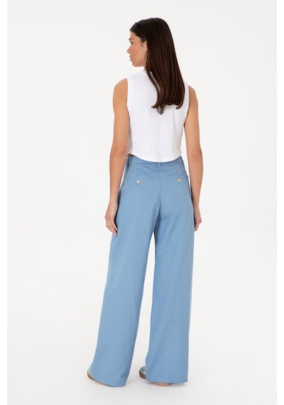 U.S. Polo Assn. Kadın Mavi Loose Fit Kanvas Pantolon 50300631-VR036