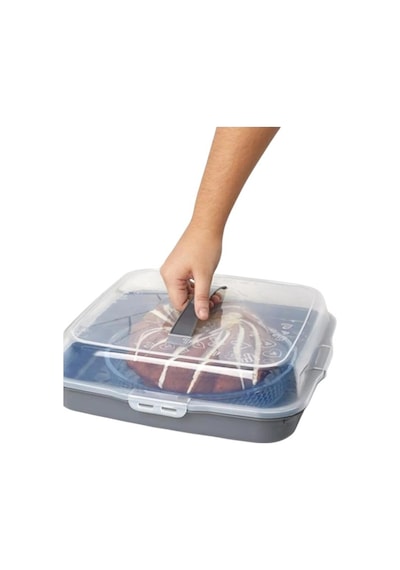 Kilitli Kapaklı Dikdörtgen Saklama Ve Taşıma Kabı 42x29x10 Cm Pasta, Kek, Börek Kabı Çok Renkli