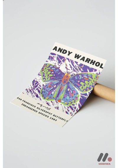 Andy Warhol Kelebek Posteri, Çerçevesiz Yüksek Kalite Duvar Afişi - Modern Ev Dekorasyonu