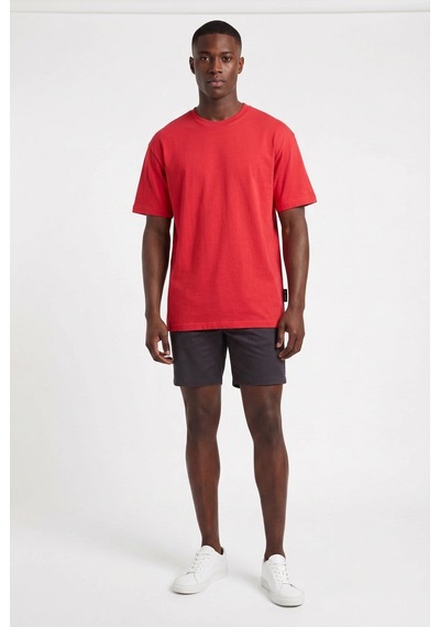 Blow Up Clothing Basic Kırmızı Oversize Erkek T-shirt 141031 Siyah