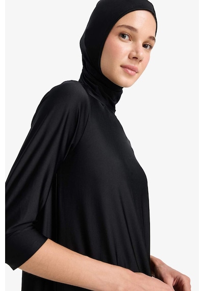 DeFacto Regular Fit 4'lü Hızlı Kuruyan Burkini Tesettür Basic Düz Mayo Takım E3513AX25HSBK81
