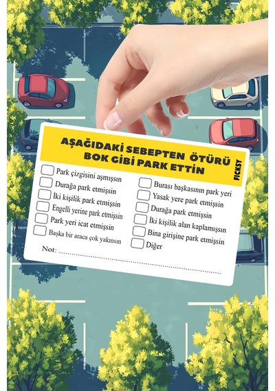 Parkvizit Kötü Park Edenlere Eğlenceli Ve Etkili Uyarı Kartı - 25 Adet - 9.5 7 Cm