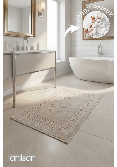 Vizon Greek Ayak Havlusu - 50x70 Cm, 245 Gr, %100 Pamuk, Spa Ve Otel Banyo Paspası, Günlük Kullanıma Uygun Vizon